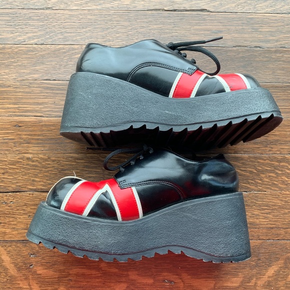 -SOLD-Vintage Union Jack Lace Up Platform Loafers - Picture 3 of 5